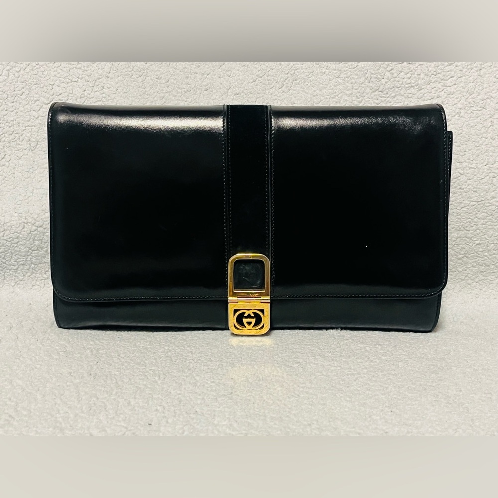 Gucci Vintage Interlocking GG Black Clutch/Crossbody Bag - Picture 8 of 14